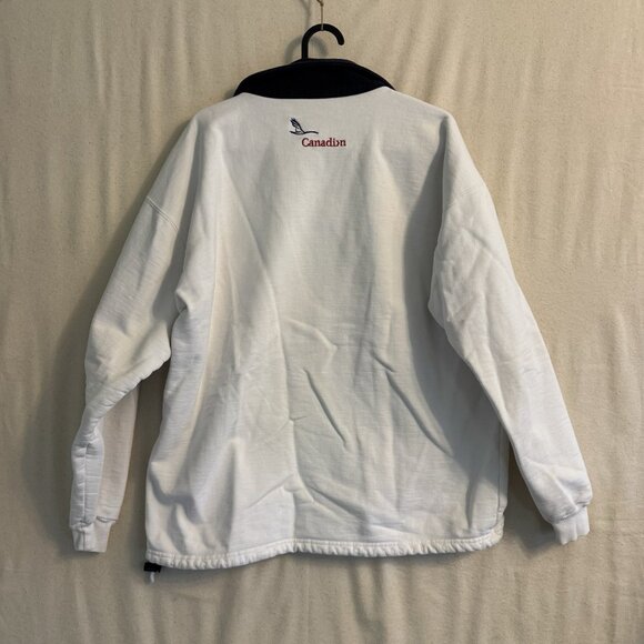 VTG 1999 Canadian Airlines Logo Crewneck Half Zip Sweatshirt Pullover Men L Fit - Picture 7 of 10